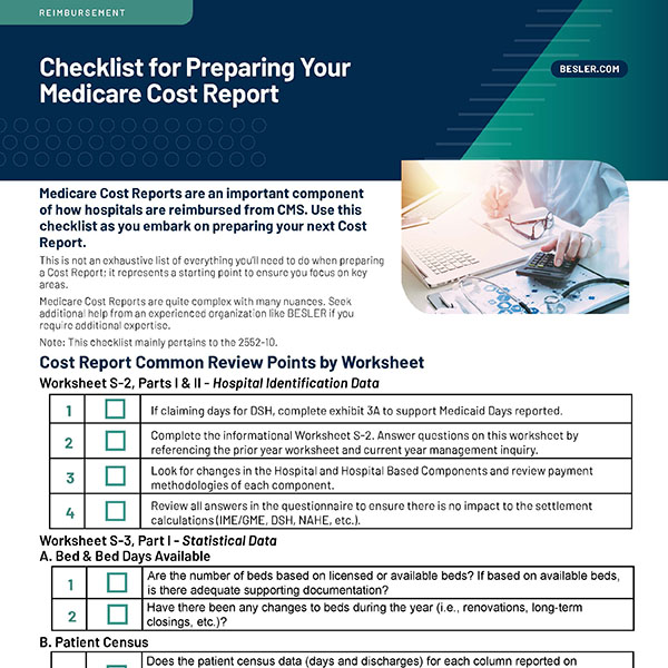 Medicare Cost Report Checklist