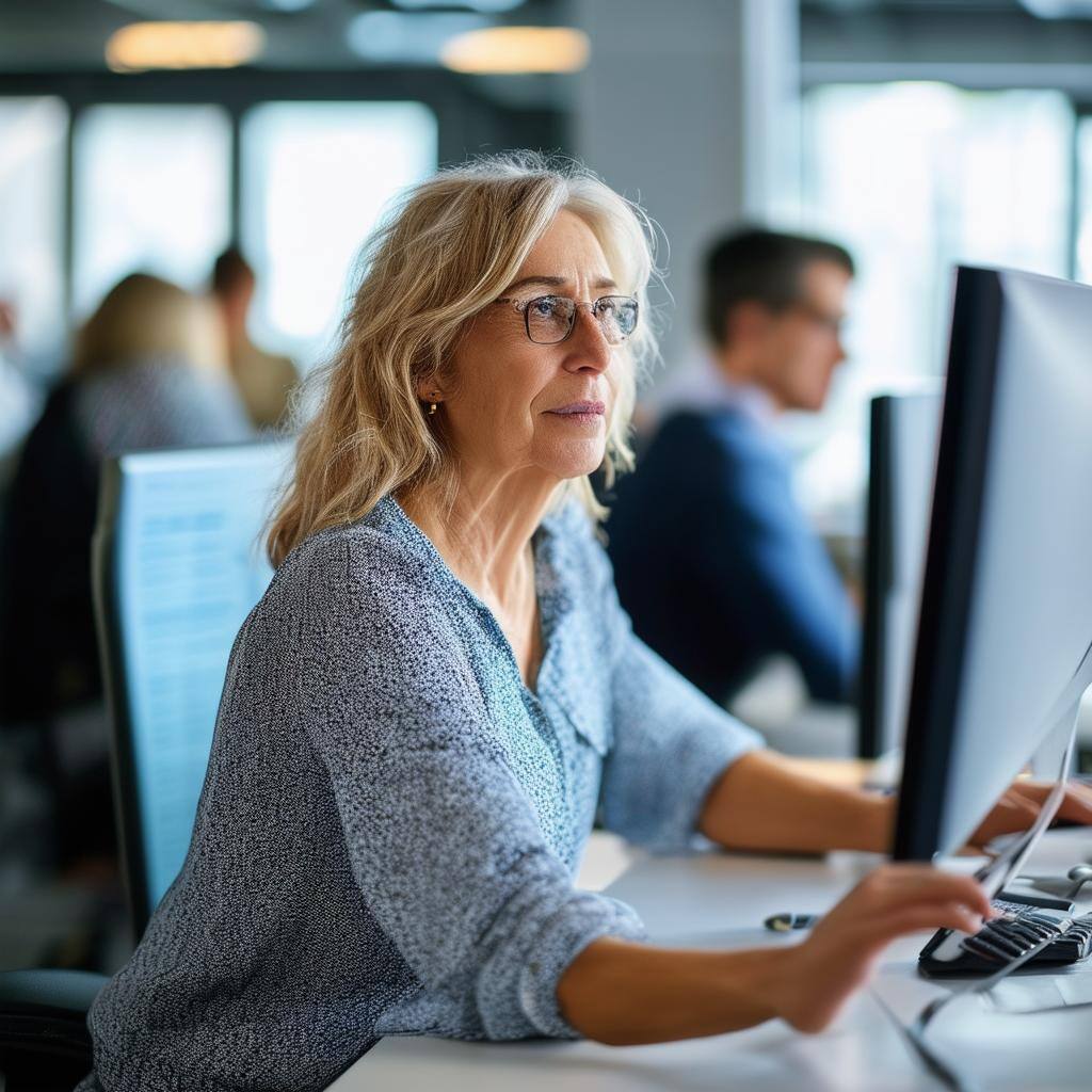 Workers in office setting